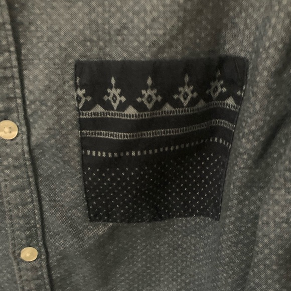 Penguin Classic Fit Blue White Geometric Print Pocket L/S Shirt M - Picture 4 of 6